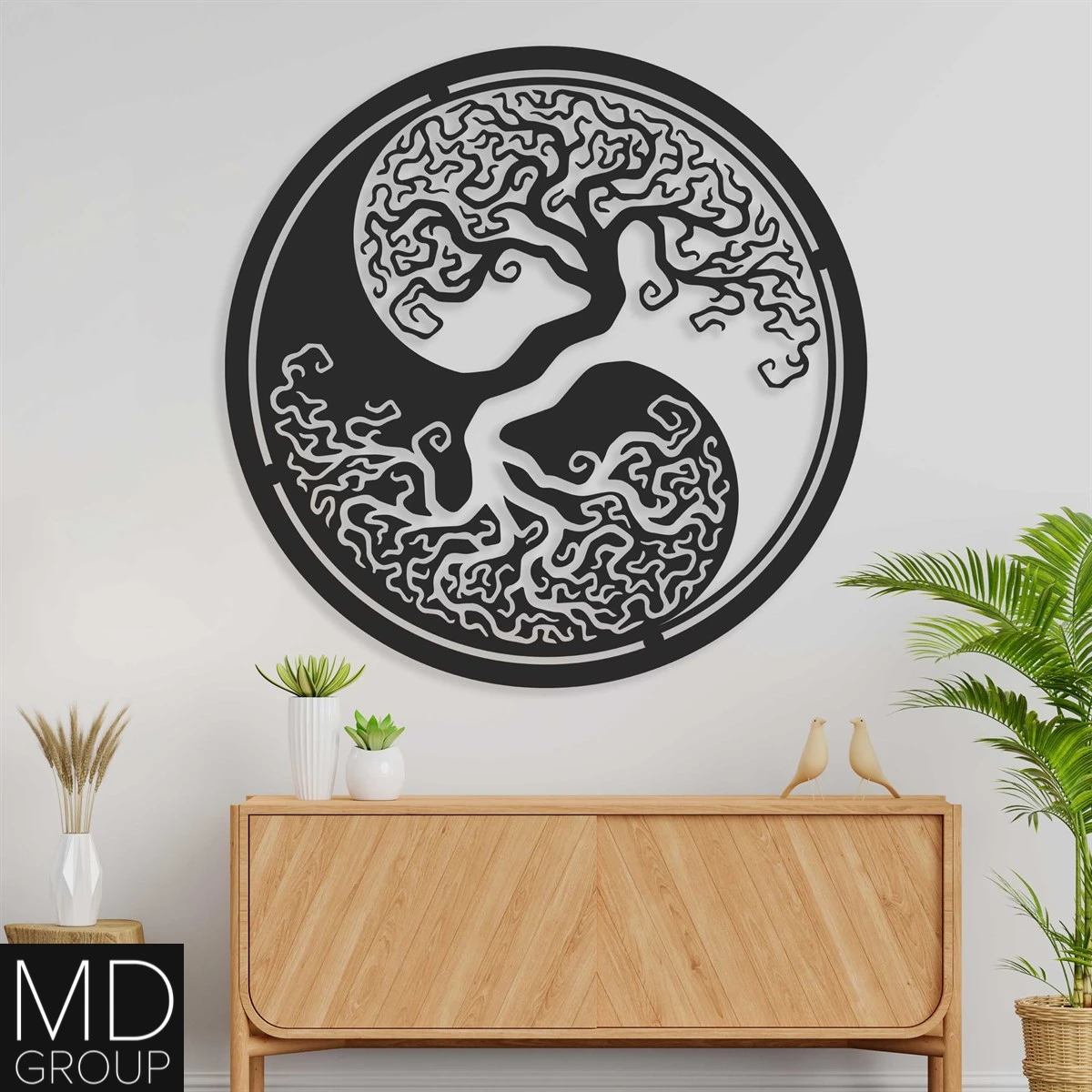 

Wooden Wall Art Decor Black and White Tree of Life Modern Nature Living Room Bedroom Kitchen Decorative Mothers Day Gift Ideas