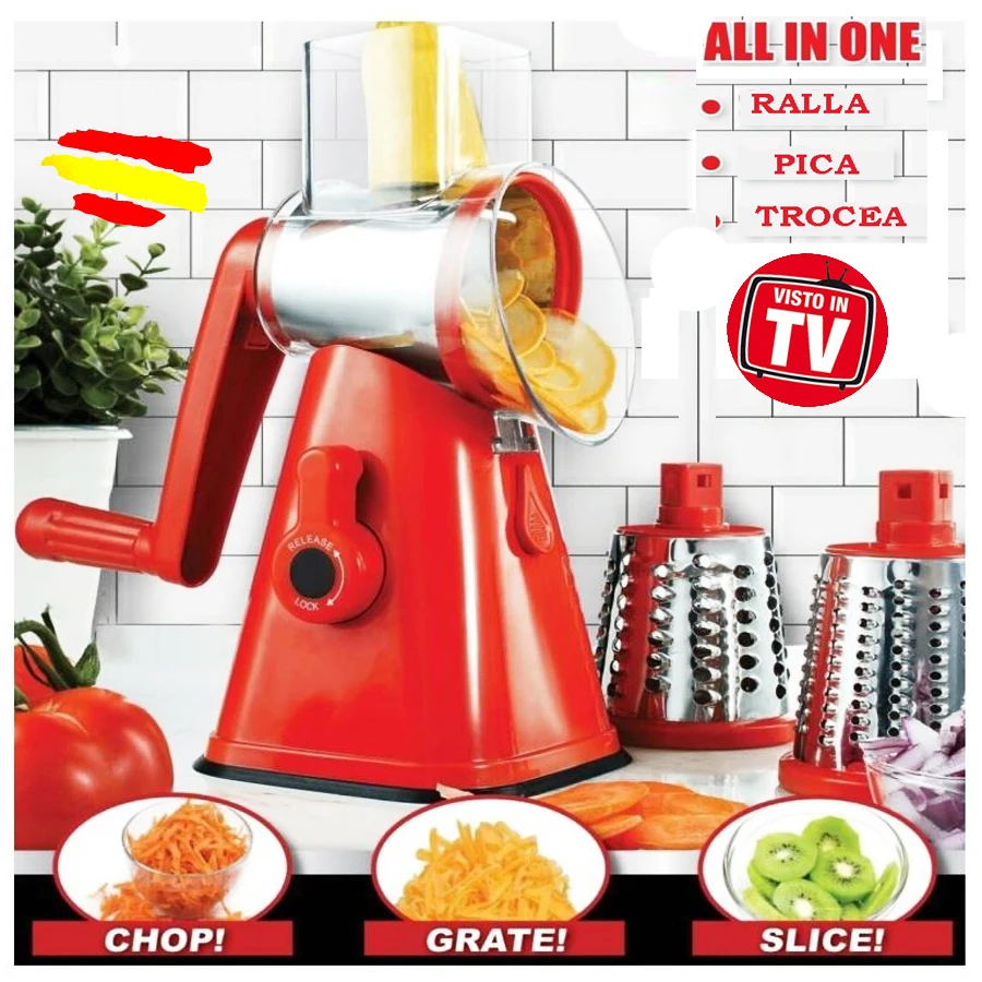 EASYWAY SLICER EASY WAY cutter Rebana trochea vegetables fast food MANUAL fruit 3 blades washable Base with Succion