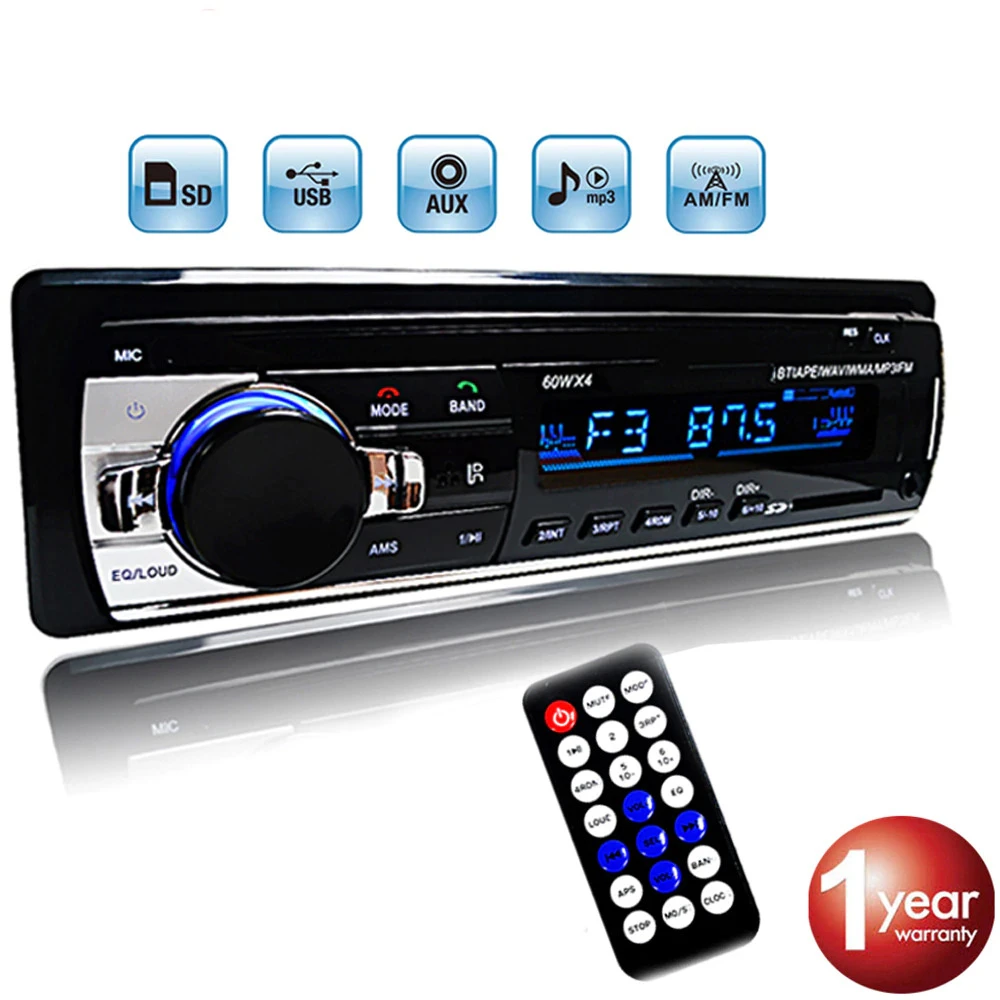 New Car Radio Stereo Player Digital Bluetooth Car MP3 Player 60Wx4 FM Radio Stereo Audio Music USB/SD with In Dash AUX Input