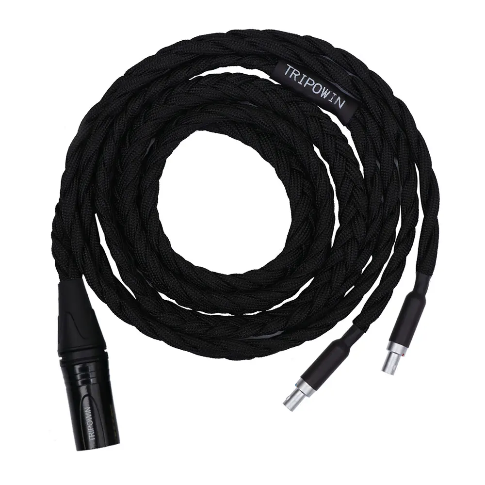 Vorbestellung Tripowin GranVia 26AWG 36 Stränge x 4-adriges handgefertigtes Kopfhörer-Ersatzkabel für HD650 HD580 HD800 ANANDA Schwarz – Detail 15
