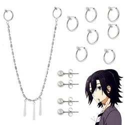 Fashion Punk Men Earrings Anime Horimiya Izumi Miyamura Cosplay Ear Clips Long Chain Eardrop Cool Jewelry Sets Props