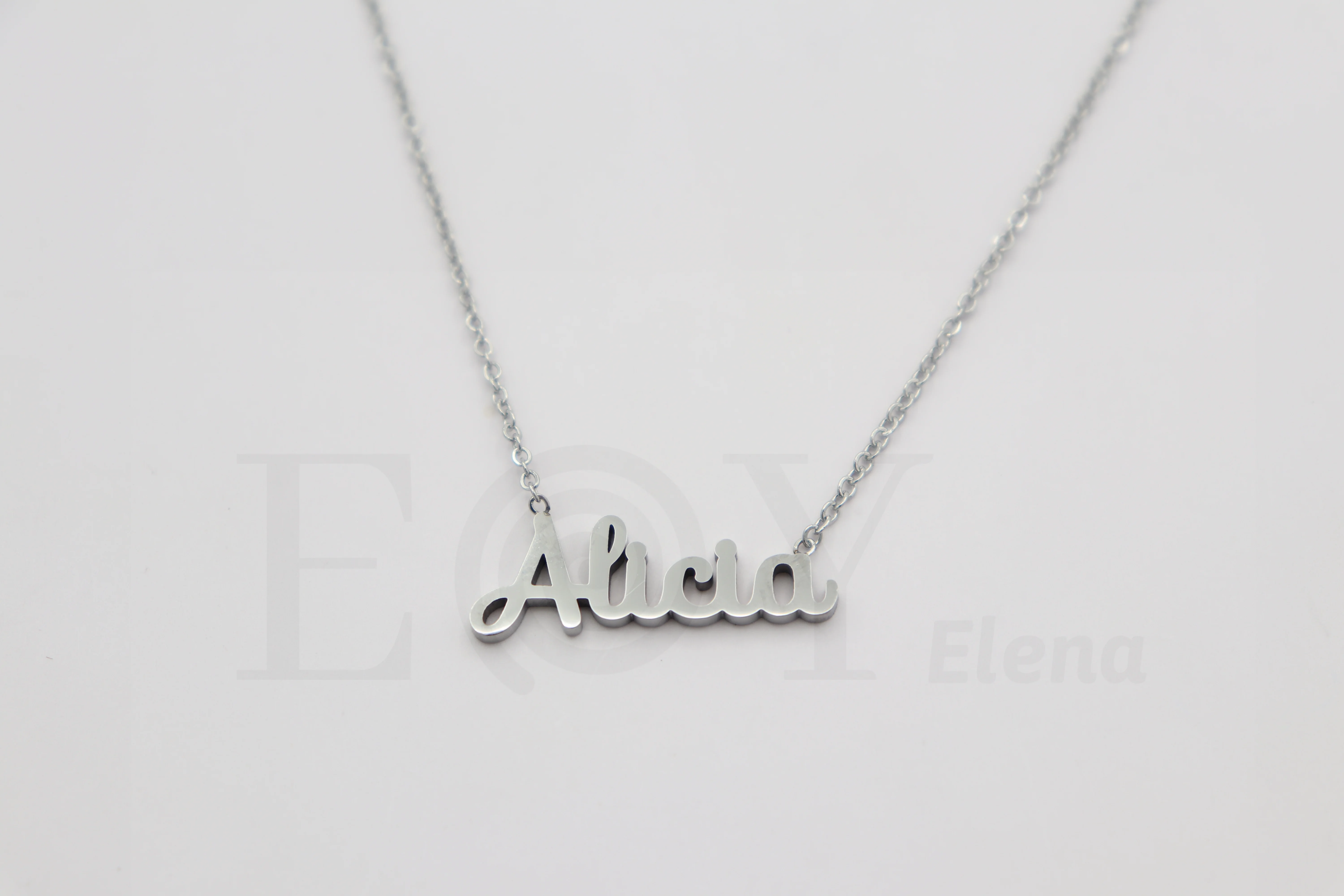 Collar De Acero Inox Con Nombre De Alicia Color Plata Alta Calidad Envió Desde España