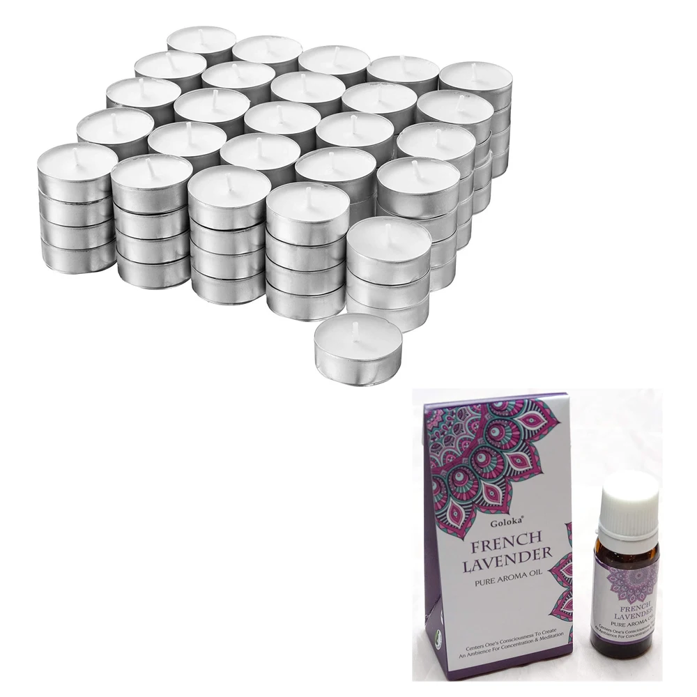 DORAZEN Pack 100 units candles GLIMMA + GOLOKA French Lavender essential oil 10ML