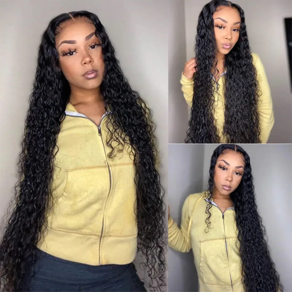 curly bundles human hair bundles with closure Brazilian Water Wave  Raw Hair Extensions 30 40 Inch 1 3 4 Bundles Deal