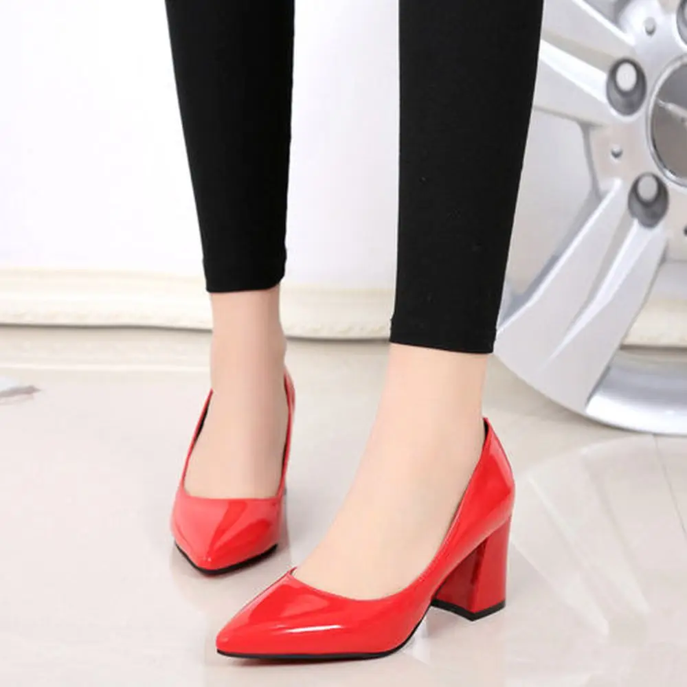 Thick Heels for Women Pumps Women Shoes 7cm Heels Ladies Shoes and Sandals Free Shipping 2021 Women Shoe Shoes  Fashion Red