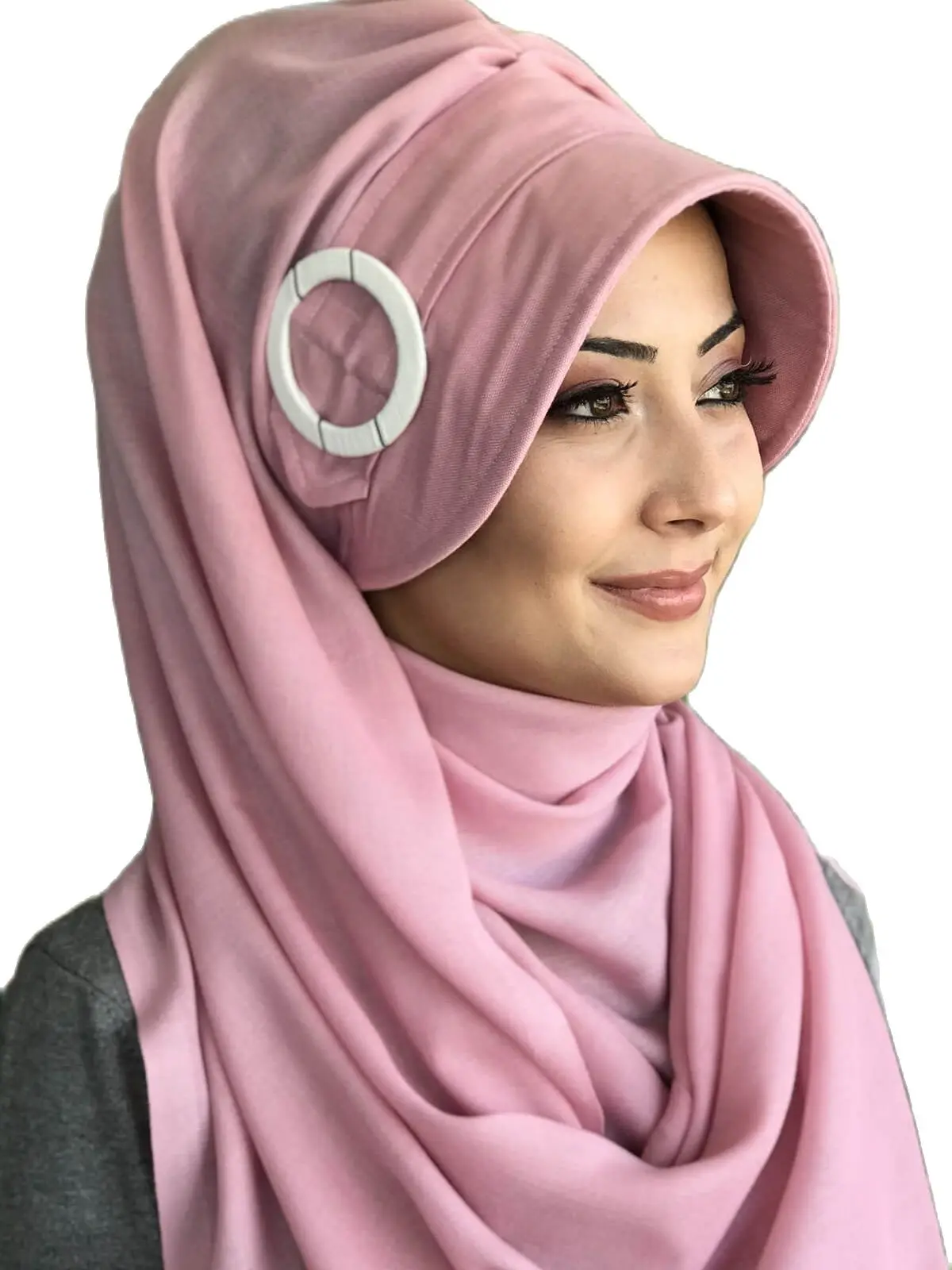 New Fashion 2021 Muslim\'s Headscarf Islamic Clothing Turban Spring Summer Season Foulard Dried Rose Buckle Women\'s Hat Shawl