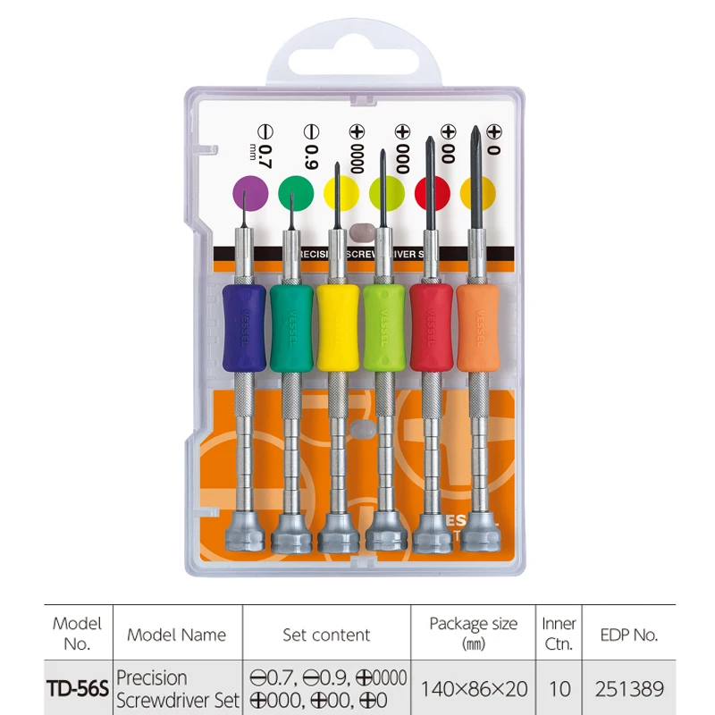 Imagem -06 - Vessel Precision Screwdriver Grupo Phillips com Fenda para Casa Inteligente pc Reparo Telefônico Td55 Td-56 Td-56s Pcs