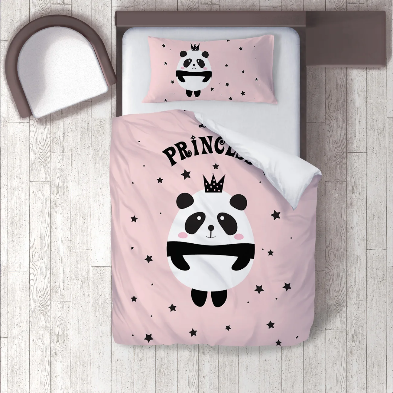 

Duvet Cover Set Bedding Set Pillow Case for Baby and Kids Room 3D Printed Powder Pink Panda Crown Model 274