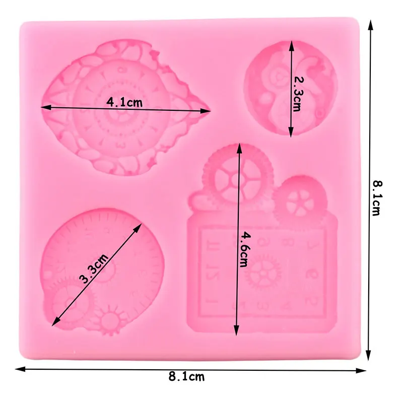 Steampunk Mechanical Gear Silicone Mold Alarm Clock Cake Decorating Tools Cake Border Chocolate Making Mould Polymer Clay Molds