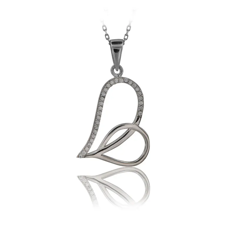 Love Necklace 925 Sterling Silver Love Charm Double Heart