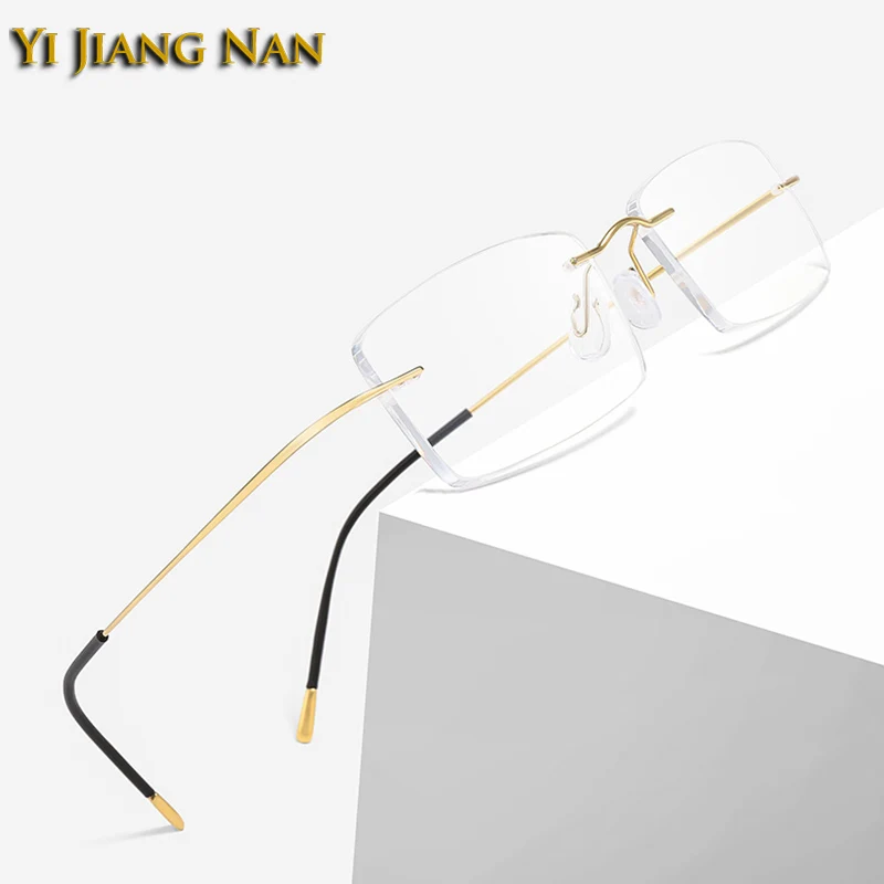 

Mujer Gafas Rectangle Rimless Ultra Light Weight 2 g Women Optical Eyewear Prescription Glasses Frame Men Eyeglasses Spectacle