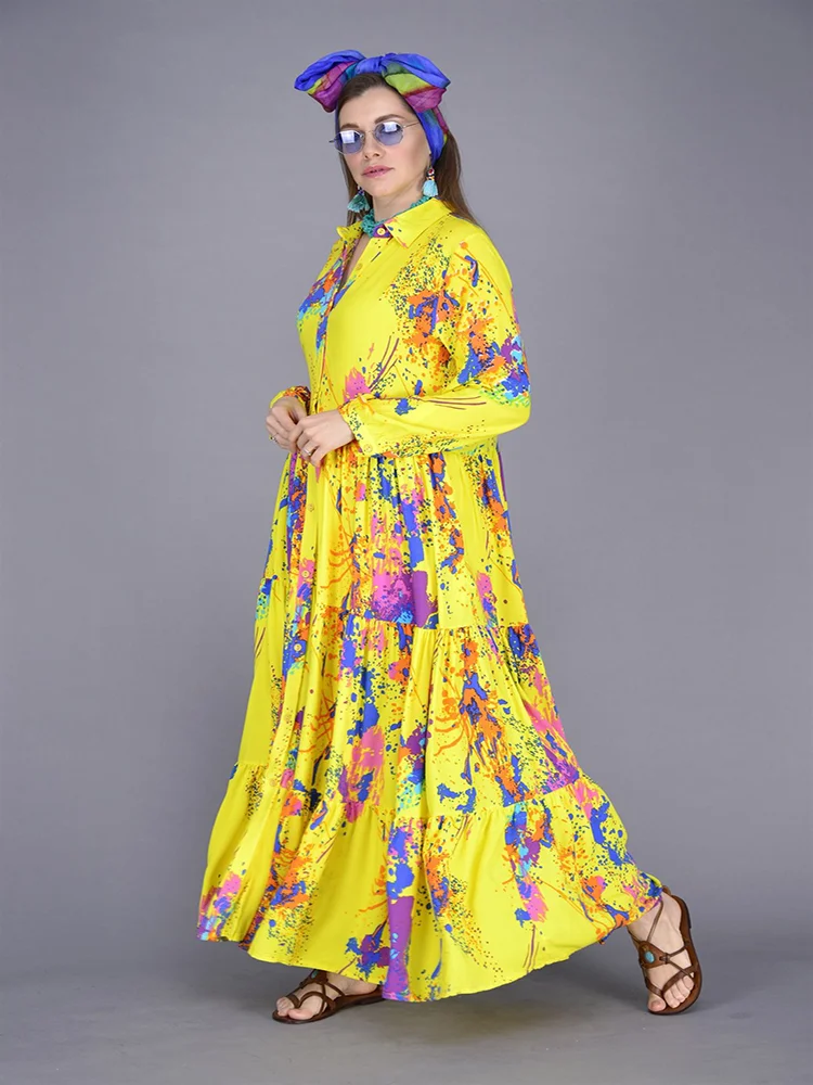 Splash Pattern Long Sleeve Flounce Spring And Summer Dress 2022 New Fashion Collection Women's Clothing With 6 Color Options