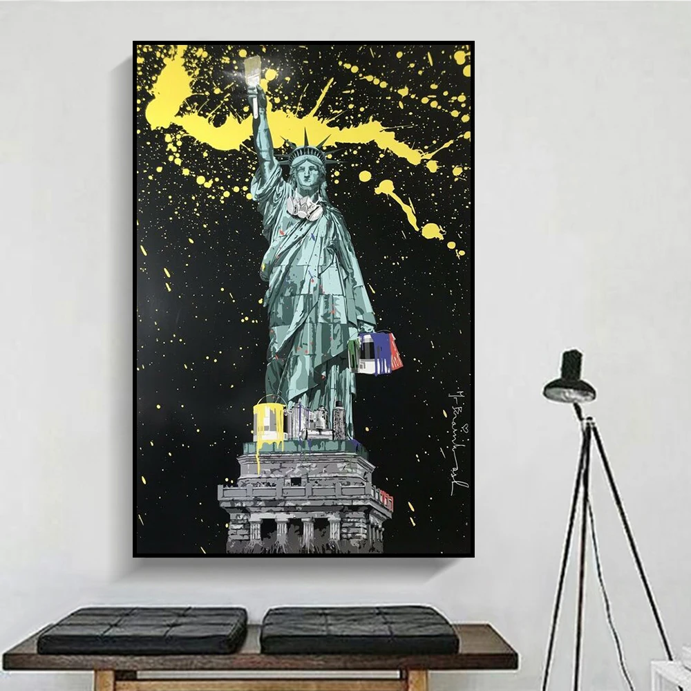 

Sculpture Statue Of Liberty Modern Graffiti Art Canvas Painting Poster Print Wall Art Picture For Living Room Decorate Frameless