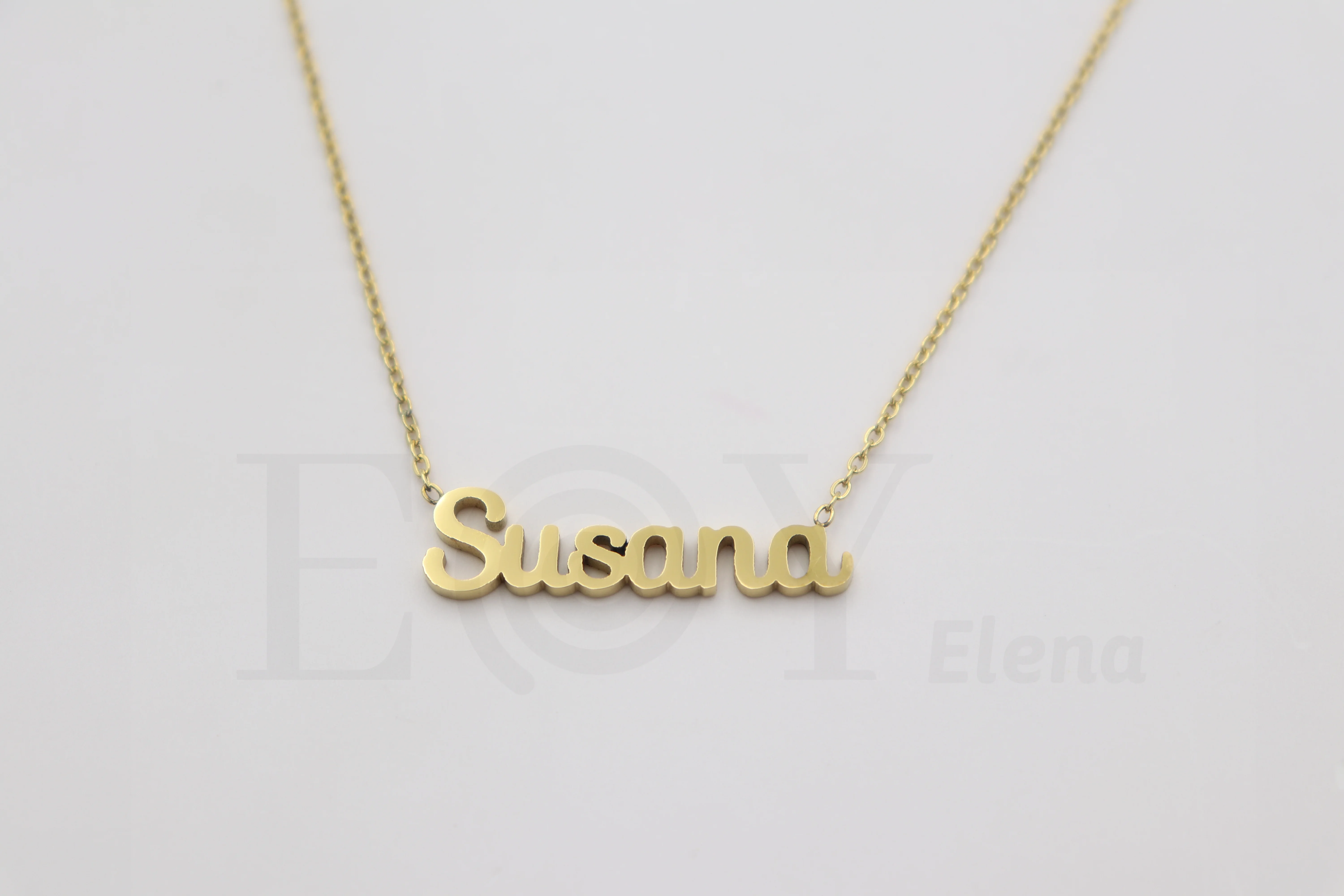 Collar De Acero Inox Con Nombre De Susana Color Dorado Alta Calidad Envió Desde España