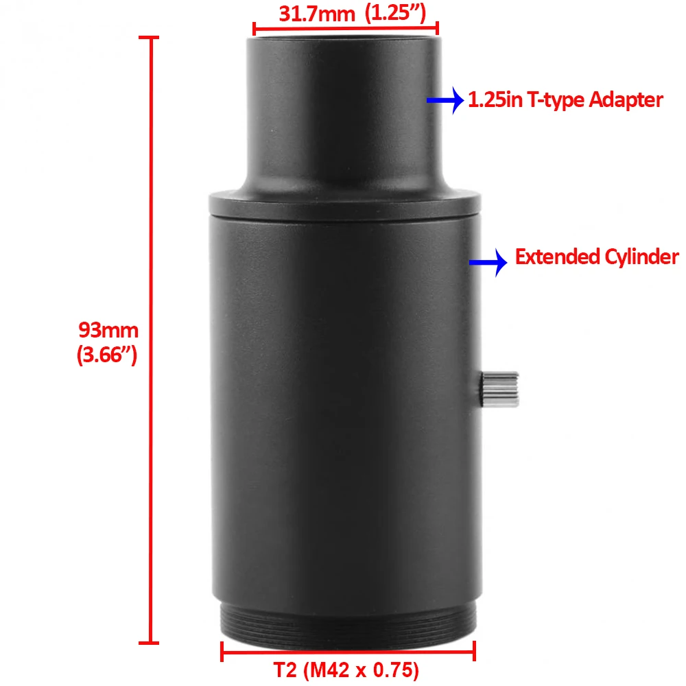 1.25 "To T2 (M42x0.75) อะแดปเตอร์ขยายหลอด,1.25" To T2อะแดปเตอร์ + T2หลอดสำหรับกล้องโทรทรรศน์1.25 "สายตายาว