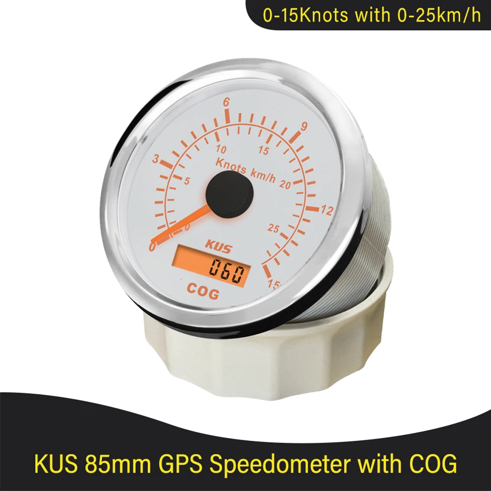 

KUS Universal GPS Speedometer Speed Gauge 15 Knots 30 Knots 60 Knots for Boat Yachts 85mm with Red Yellow Available Backlight