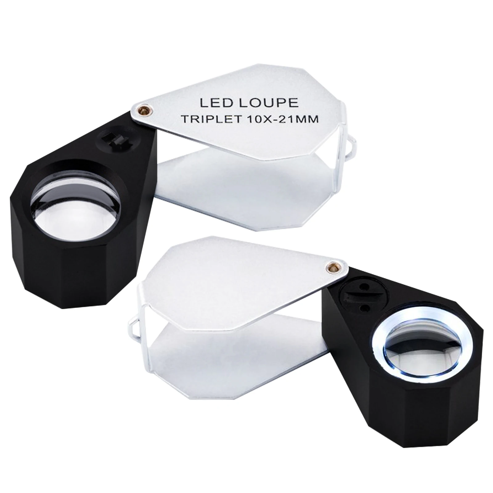 Mini 10x Magnification Jeweler Loupe 21mm Lens Foldable Tools 6 LED Light Optic Lens Jeweler