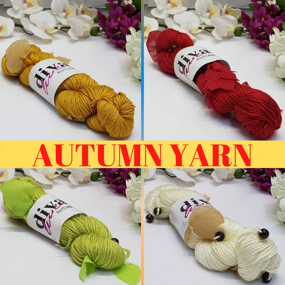 Autumn Yarn - Premium Knitted Yarn - 8 Color Options - 100 Meter (50gr) - Accessory Materials - Sweater - Booties - Hobby - Blouse - Shawls - Scarf - Vest - Cardigans - Beanie - Home Textile - Fantasy Knitted - DIY