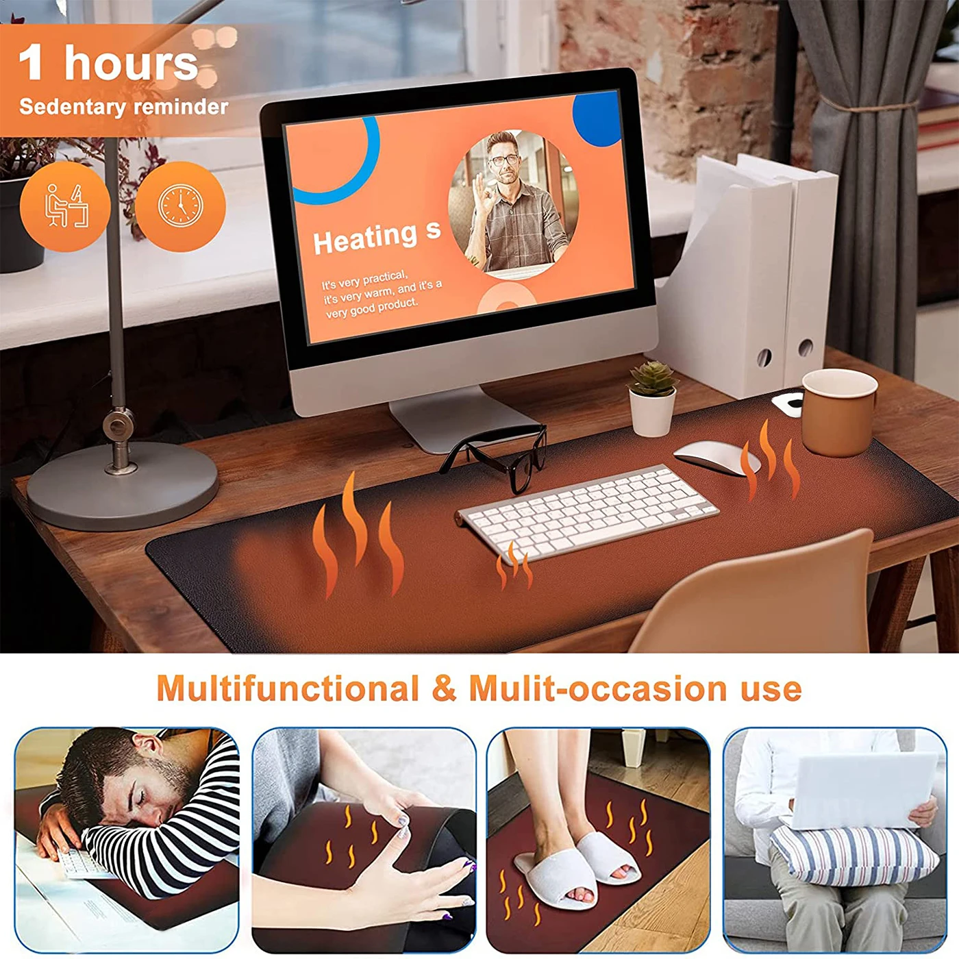 Heat Mat Waterproof Cotton Display Temperature Heating Mouse Pad Keep Warm Hand Table Mat Heating Office Desk Oversize Winter