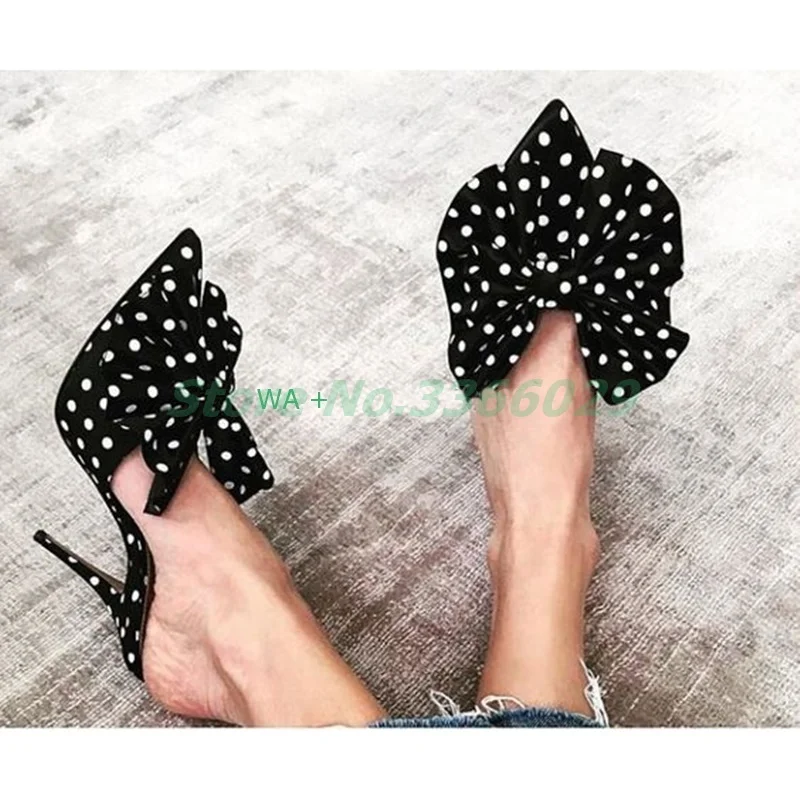 

Ladies Black Polka Dot Slippers Sexy Pointed High Stiletto Slippers Slippers Outdoor Indoor Slingback Slippers Daily Footwear