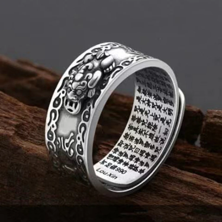 Vintage Pixiu Ring Chinesischer Feng Shui Unisex Amulett Verstellbarer Ring Für Männer Frauen Bringen Reichtum Viel Glück Schmuck Geschenk – Detail 35