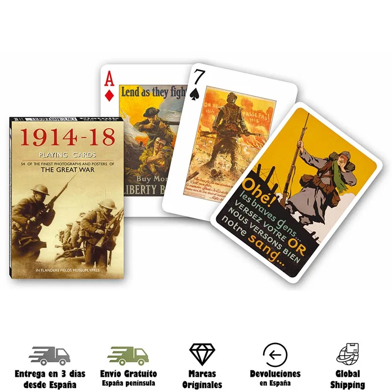 Piatnik, 1914-1918, World War I, 54 card poker deck, table game, play, adults, War, Battle of Passchendaele, commemorative, 90 years