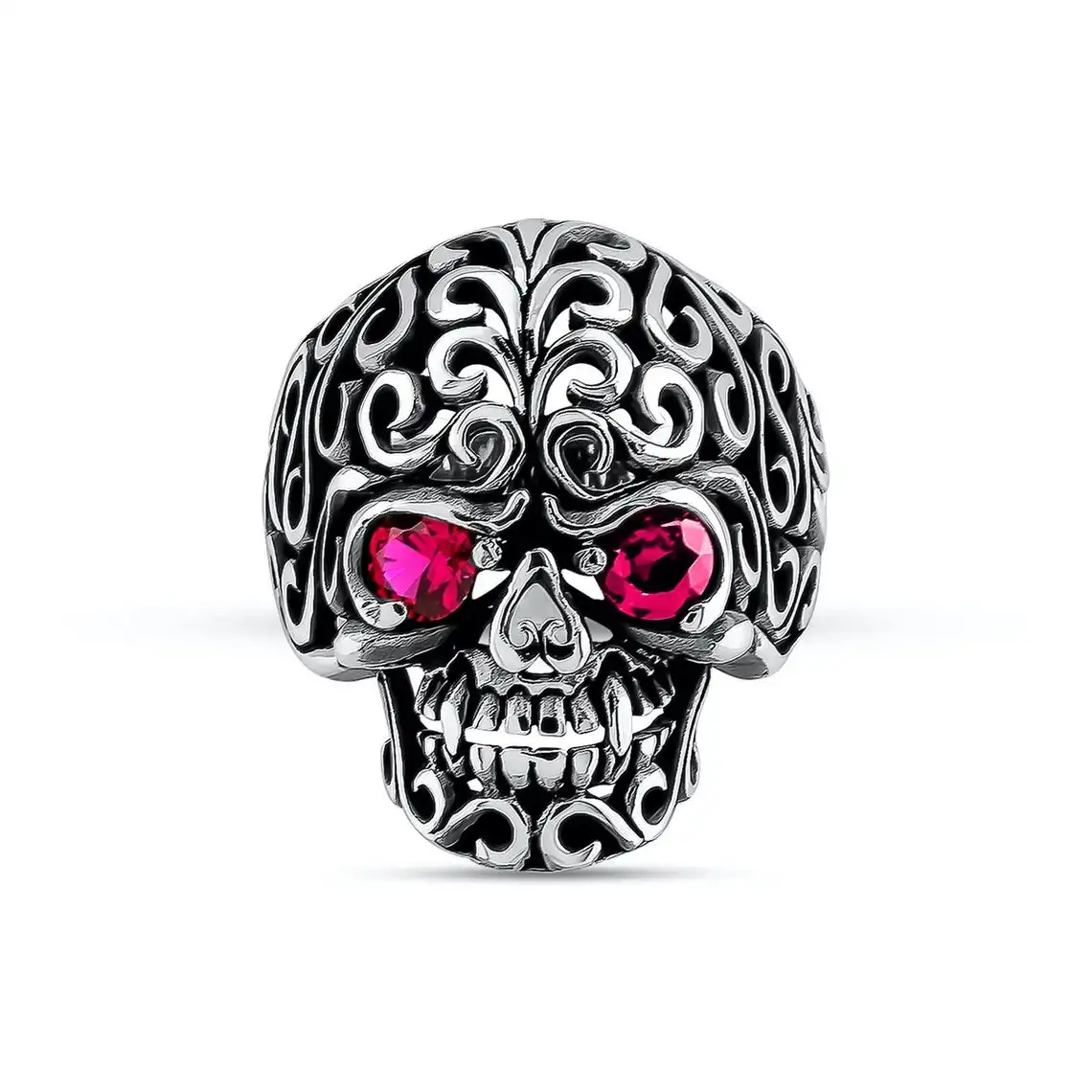 Skull Model Men Ring, Men Silver Ruby Gemstone Ring, Fashion Ring, Signet Ring, Solid 925 Sterling Silver, Men For GiftsJewelery