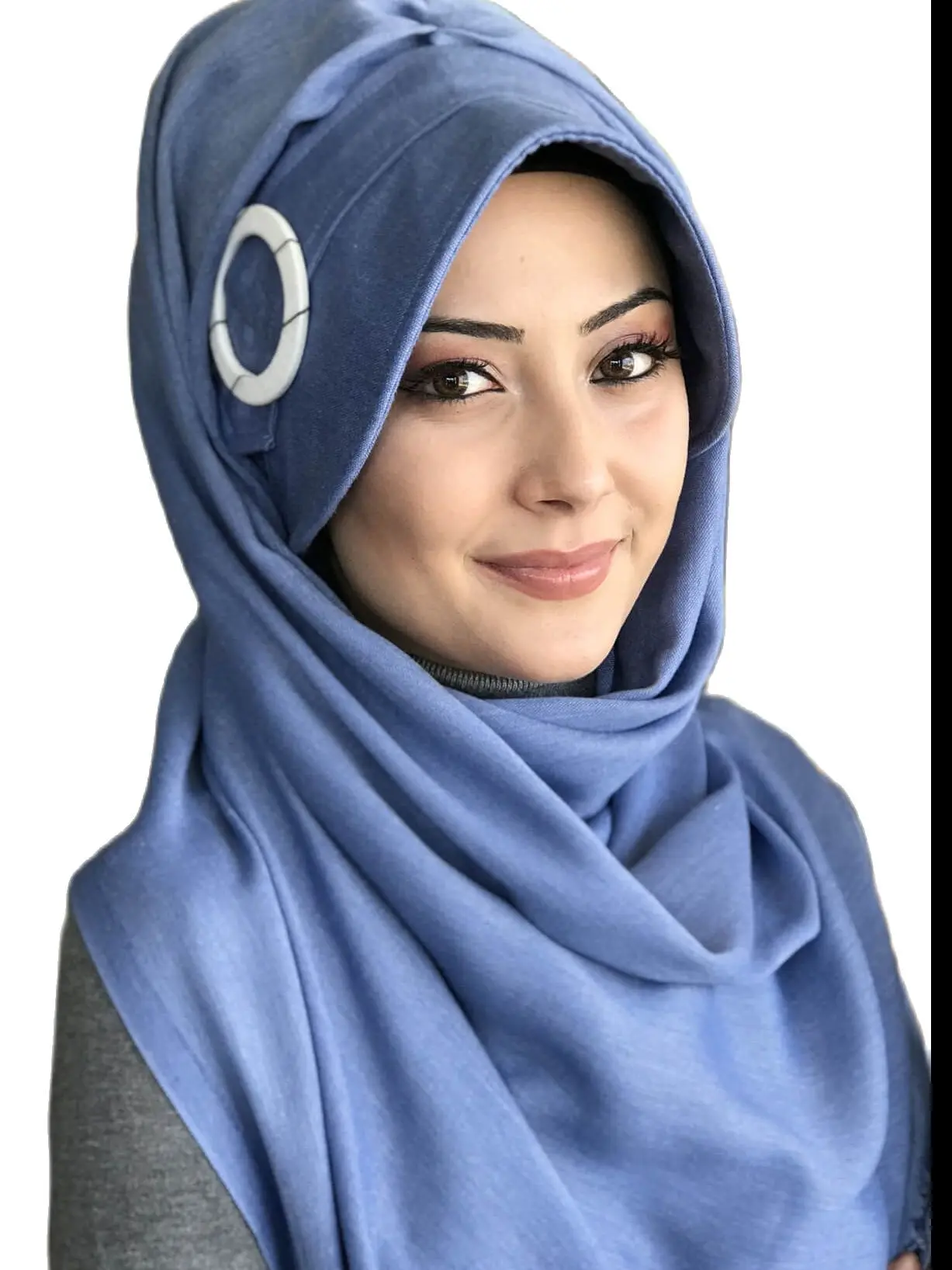 New Fashion 2021 Muslim\'s Hijab Islamic Clothing Turban Spring Summer Season Foulard Scarf Navy Blue Buckle Woman\'s Hat Shawl