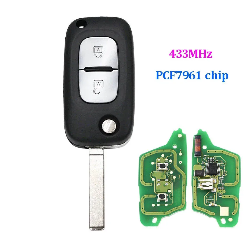 

CN010069 For R-enault Megane 3 Scenic 3 Clio 3 Twingo Kangoo Master Modus Flip Remote key 2 buttons 433MHZ ID46 PCF7961 CHIP