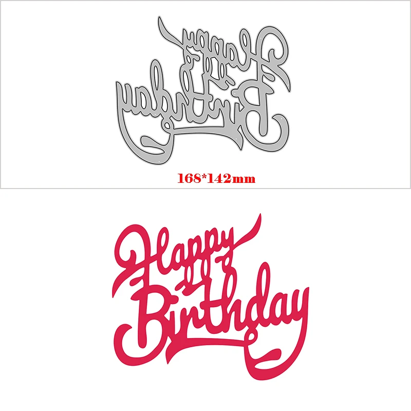 New Arrival Happy Birthday Phrase Luscious Script 2022 Metal Cutting Dies for Card Making Letter Word Stencils of Scrapbooking