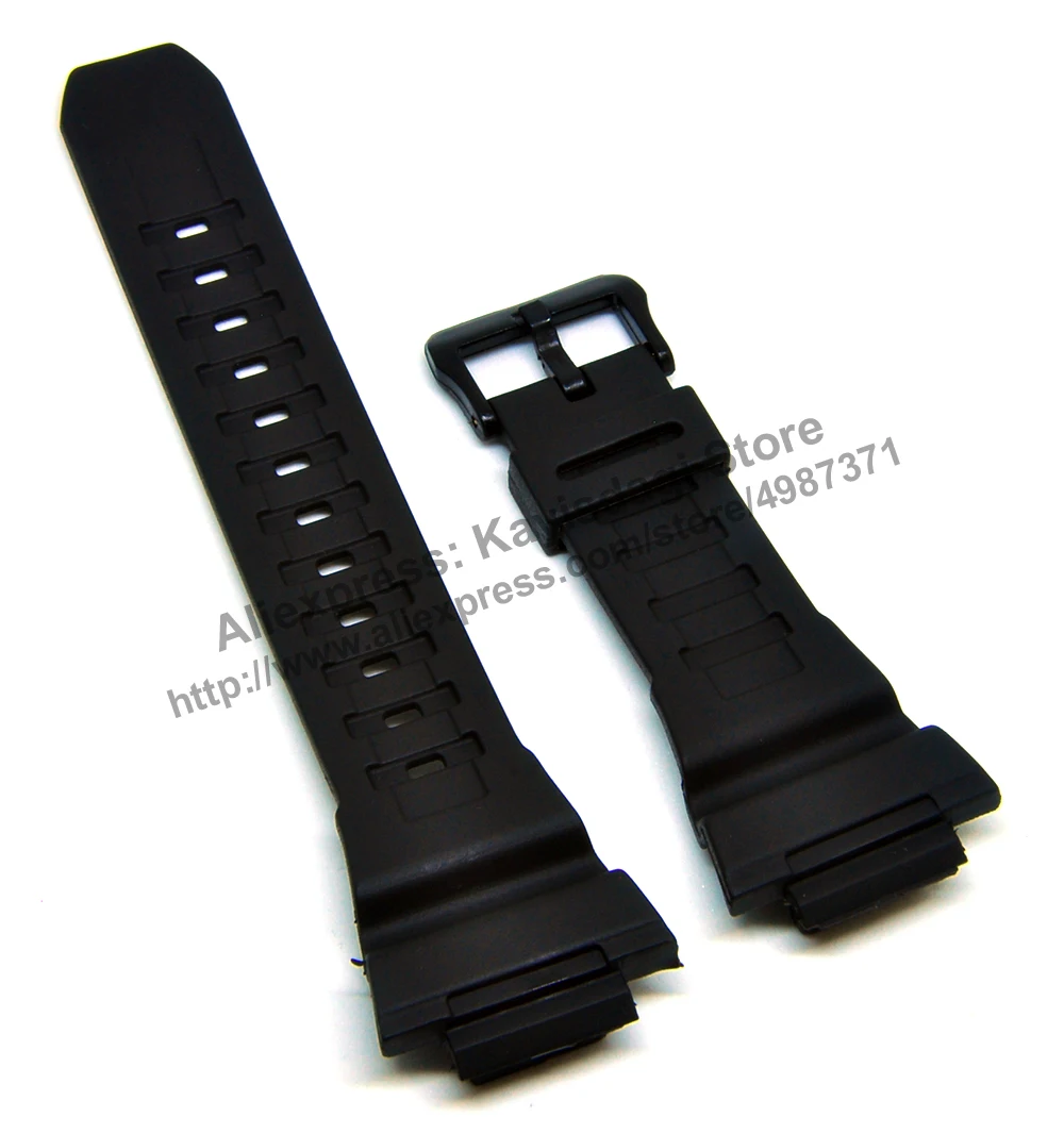 Compatible Casio STL-S100H , STL-S110H - 18mm Black Rubber Black Watch Band - Strap