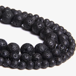 Natural Black Lava Stone Beads Natural Volcanic Stone Round Beads For Jewelry Making Wholesale Jewelry Accessories
