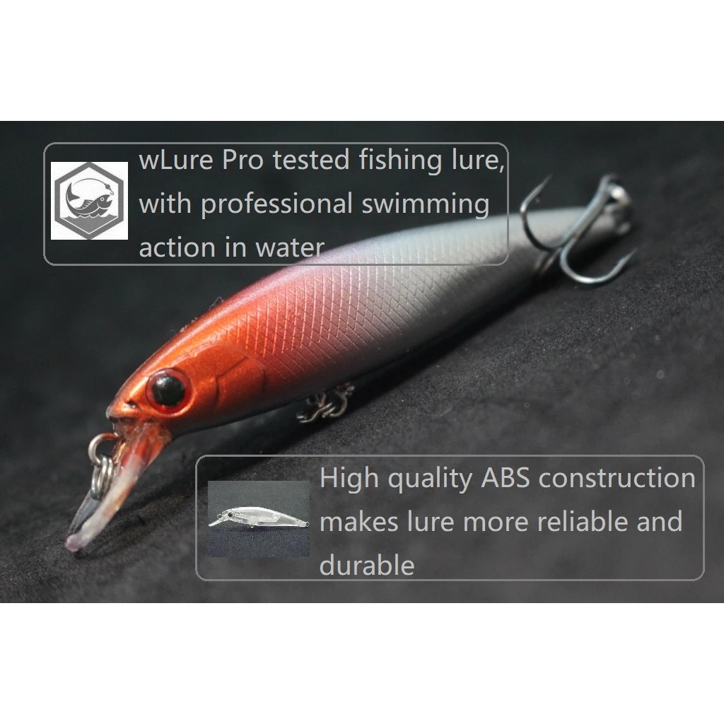 wLure Fishing Lure Jerkbait 6g 7.5cm Tiny Sinking Minnow Carp Fresh Water Use Tight Wobble Long Casting M762