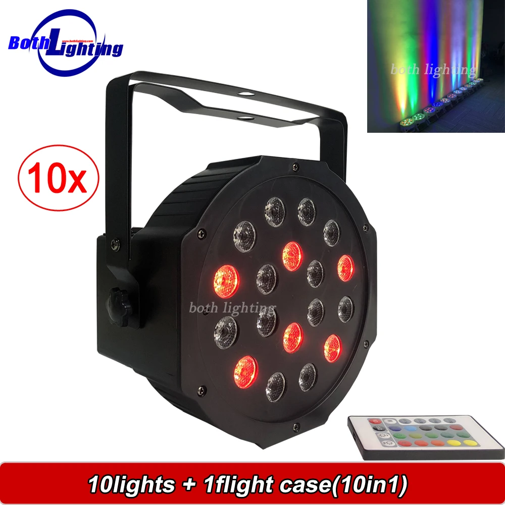 

Battery Rechargeable Par 18*1w RGB LED Flat Par Can Light DJ Club Wash Up-Light with Remote LED Effect Uplighting Wedding