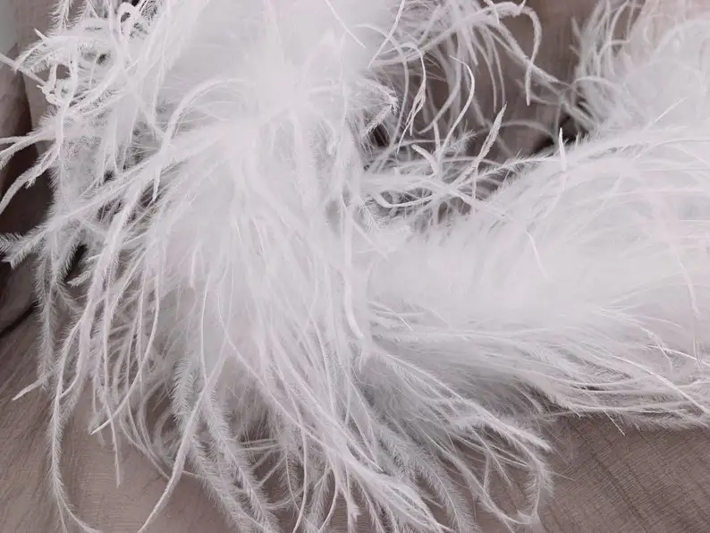 

2 yards Ostrich Feather Fringe Trim For Couture Ostrich Feather Hair Strip For Costume