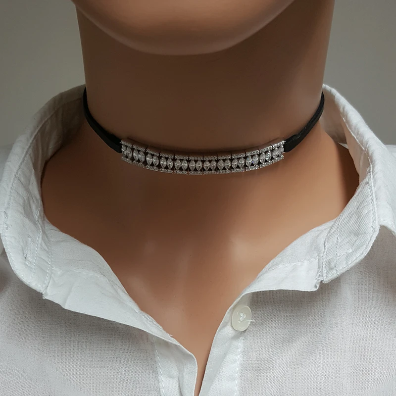 Women Choker Necklace 925 Sterling Silver Suede Choker For Women Made in TURKEY