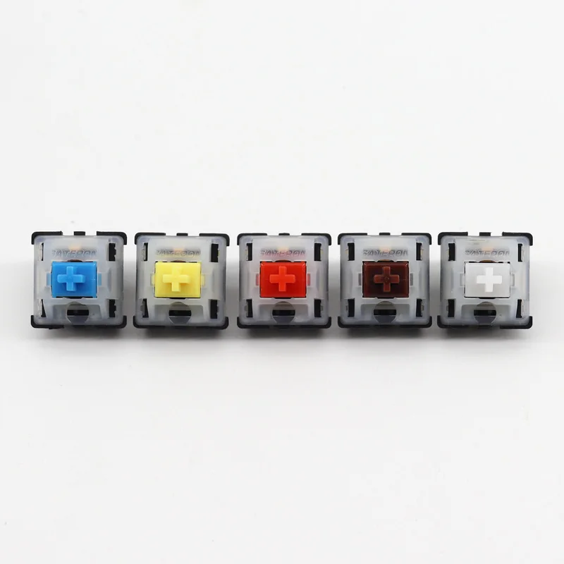 مفاتيح Gateron 5 Pin مفتاح لوحة المفاتيح الميكانيكية العلوي حليبي أسود أسفل مفاتيح سوداء أحمر-أبيض-أسود-أصفر-أزرق-بني رمح