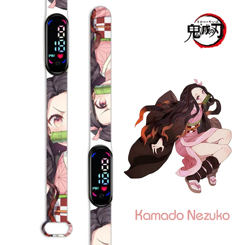 Demon Slayer Watch Band Tanjirou Nezuko Silicone Printing Strap Anime Large Display Digital Watchs Couple Bracelet Student Gift