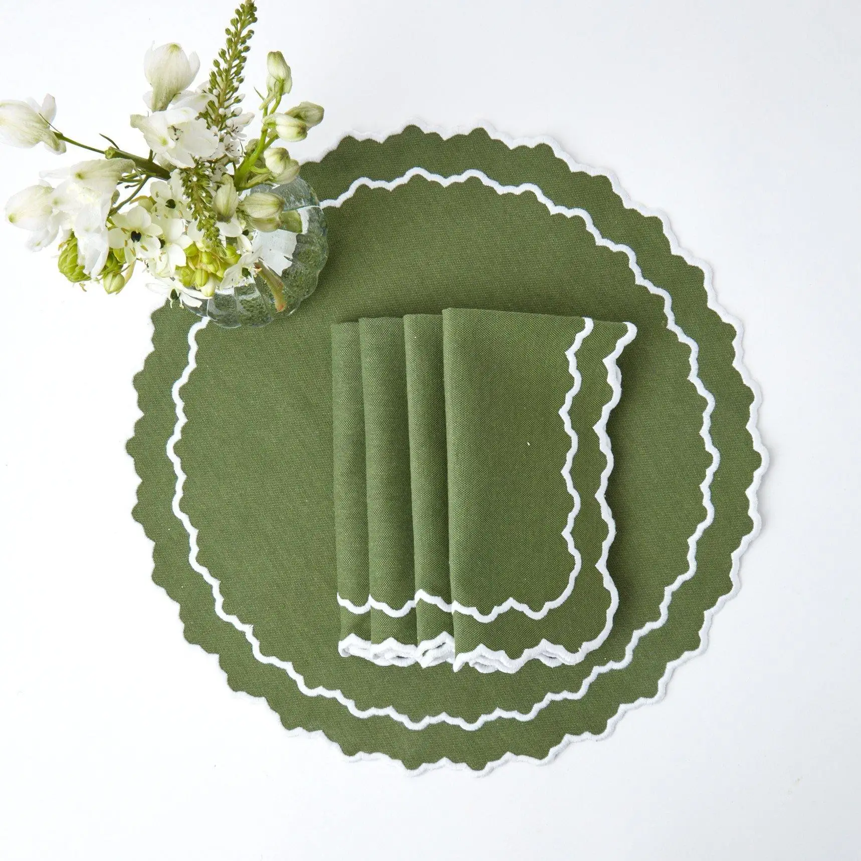 Green Placemats Napkins 12 People Set Home dining table decor placemats for table luxury home decor table cover rustic wedding