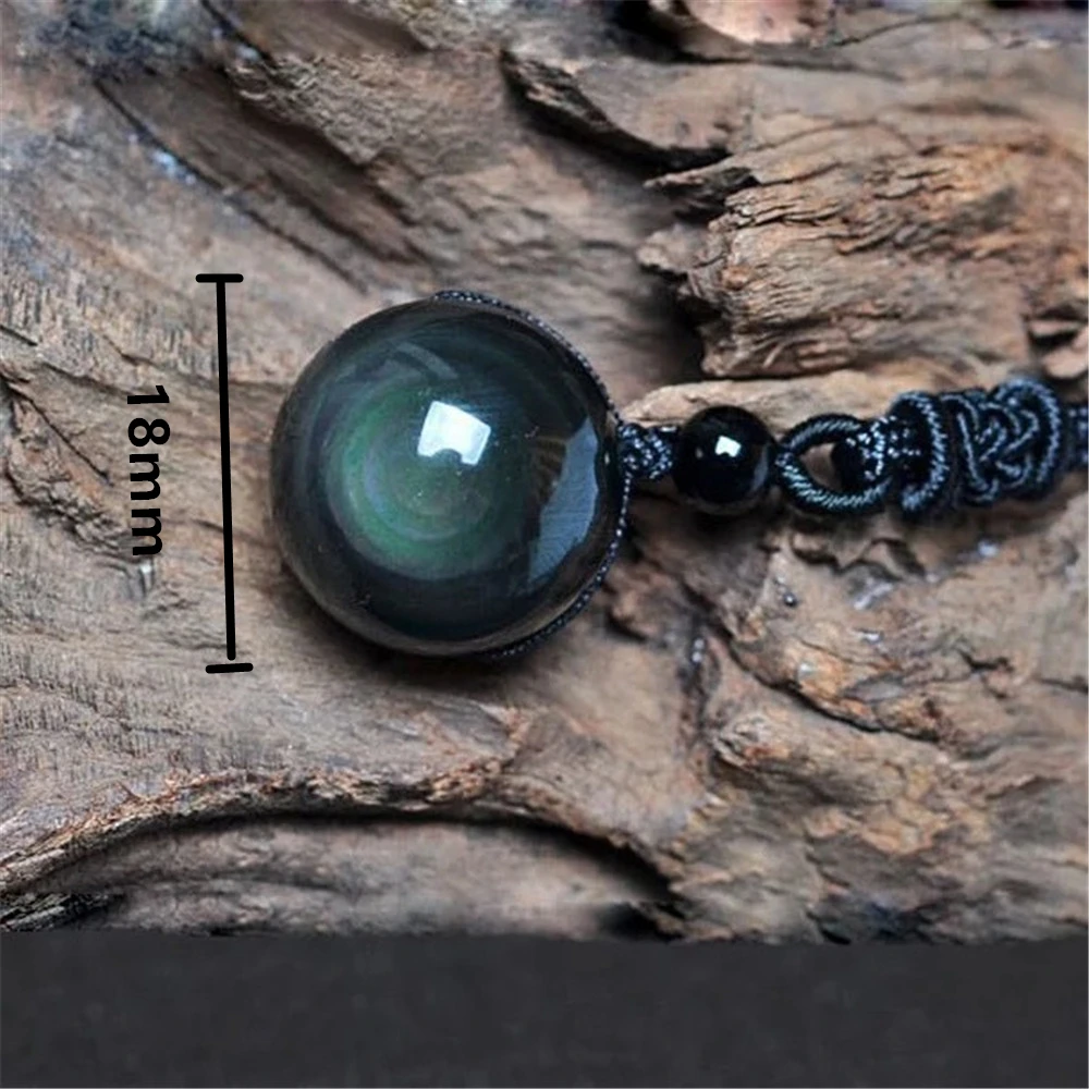 18MM Natural Obsidian Crystal Ornament Rainbow Gem Healing Lucky Ornament Decoration For Woman Gift