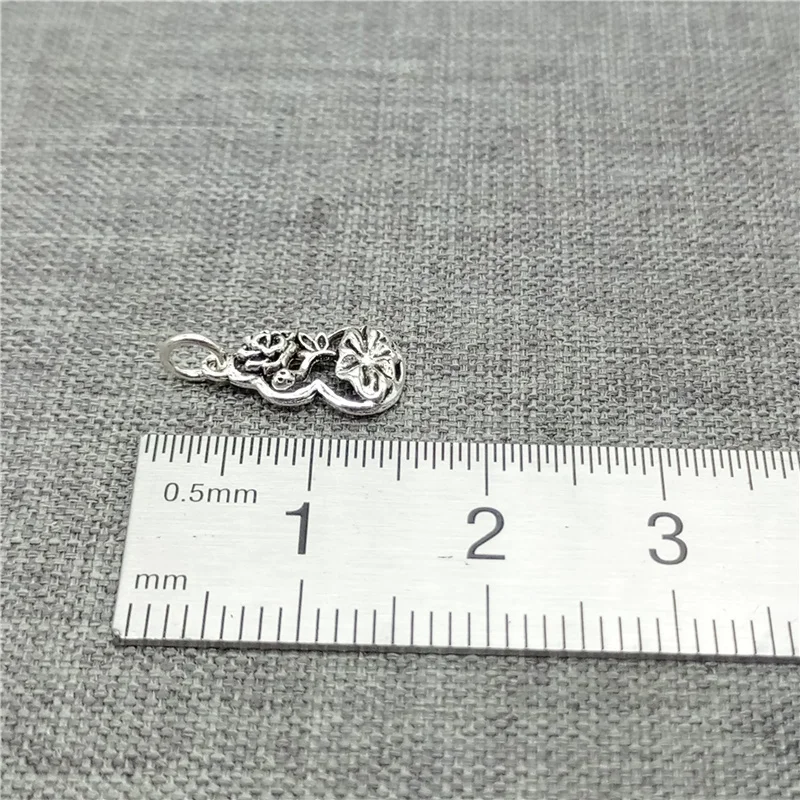 10 Pieces 925 Sterling Silver Lotus Flower Charms w/ Gourd Shape for Bracelet