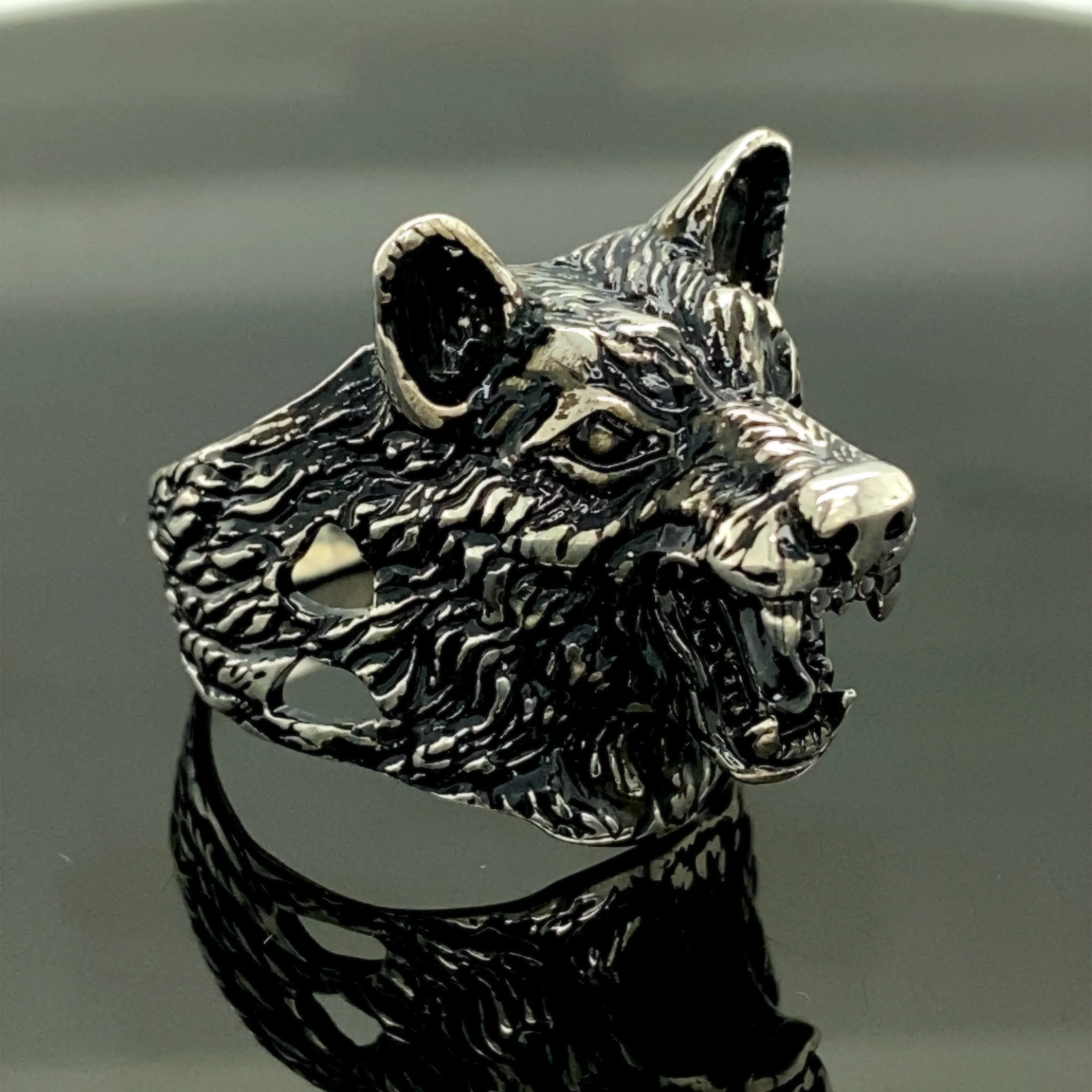 

Silver Men Wolf Ring, Wolf Head Men Ring, Large Wolf Ring, Silver Wolf Jewelry, Gift For Him