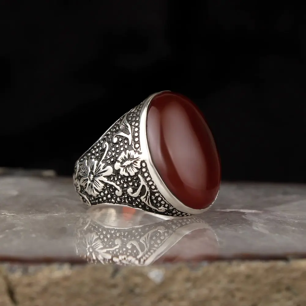 

Agate Gemstone 925 Sterling Silver Men 'S Ring