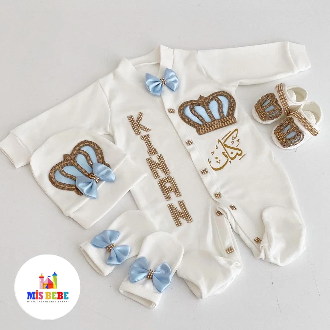 Baby Boy Girl Personalize Newborn Clothing 4-pcs Hospital Outlet Custom Fabric Babies Healthy Safe Outfit Sets Dresses