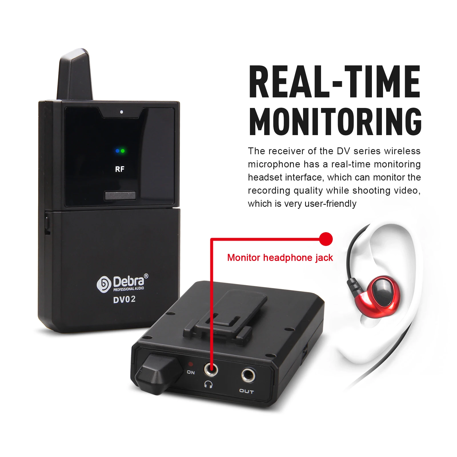 Debra DV UHF inalámbrico Lavalier/micrófono de mano con Monitor de Audio rango de 50M para teléfonos cámaras DSLR grabación en vivo entrevista