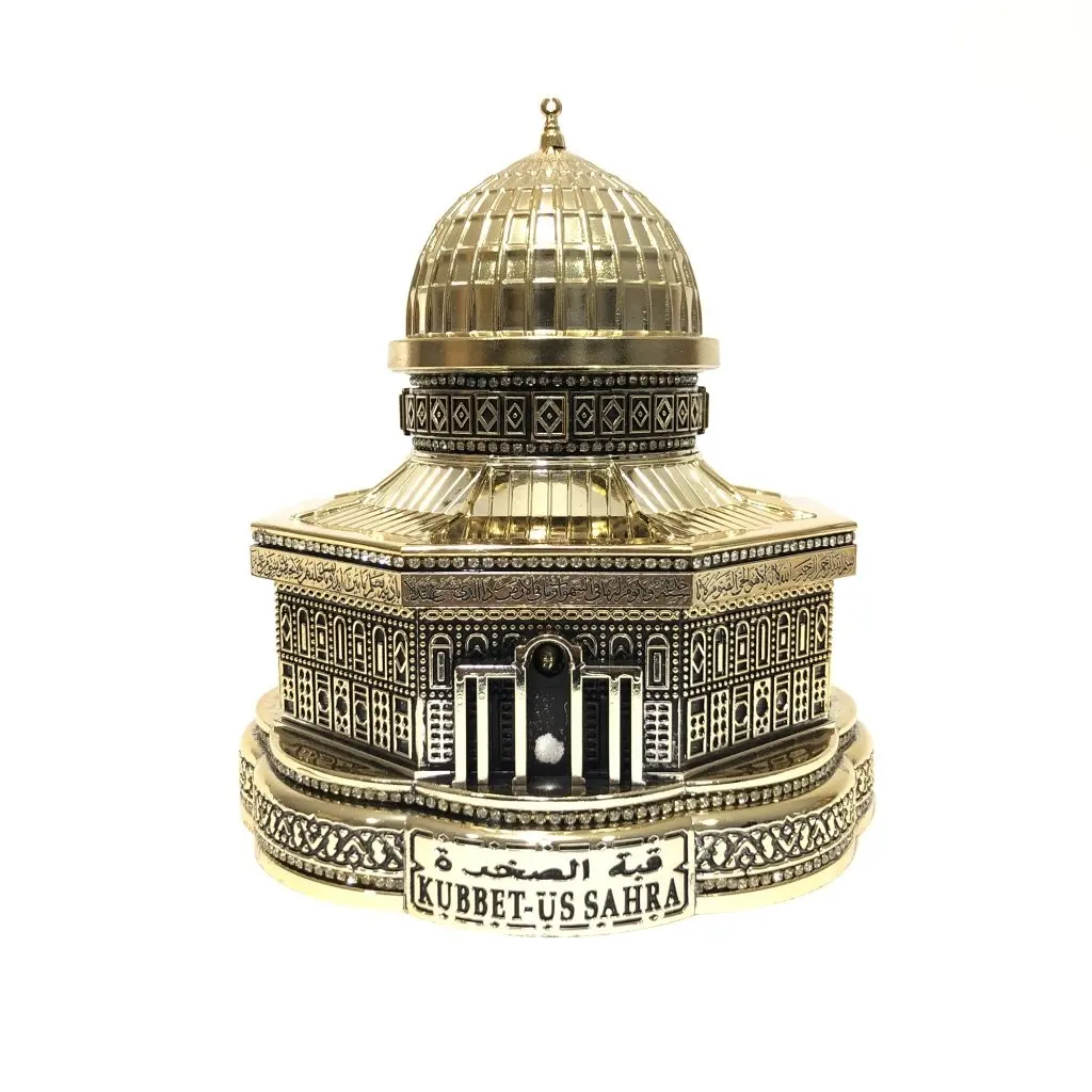 23 Cm Dome of the Rock Quran Box Trinket Gold Home Decor Pen Holder Gift Modern Home Office Decor