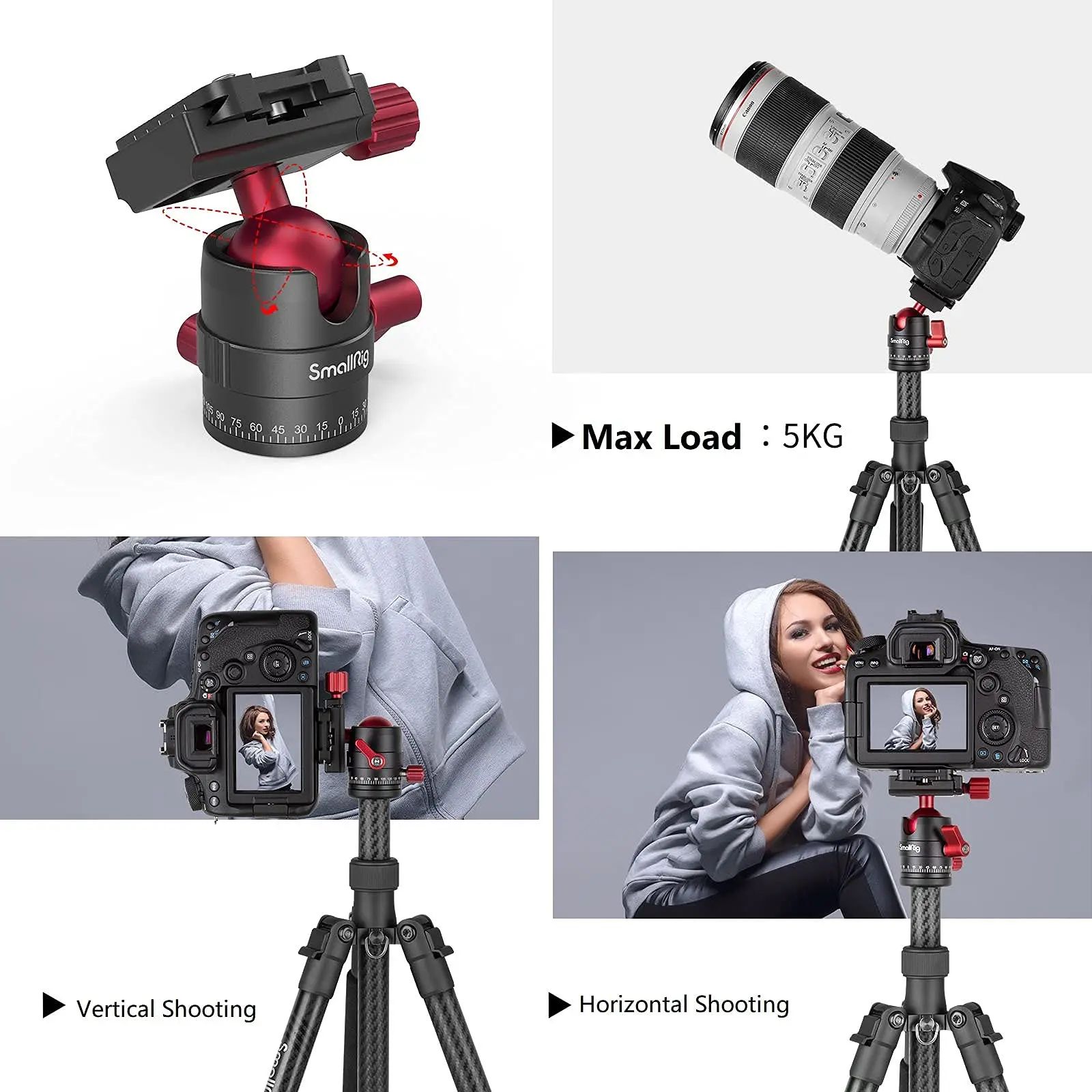 SmallRig Tripod Ball Head 360 Degree Rotating Panoramic Ballhead with 1/4 inch Quick Shoe Plate for Tripod DSLR Camera 3034