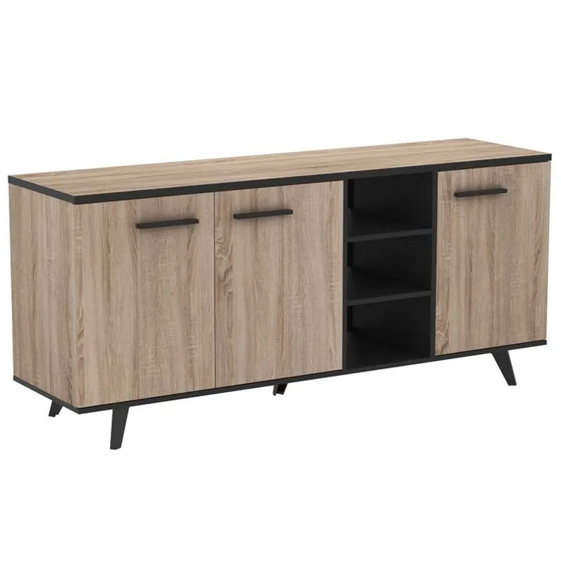 Sideboard living room dining room Way auxiliary black and oak closet adjustable shelves 161x44x73