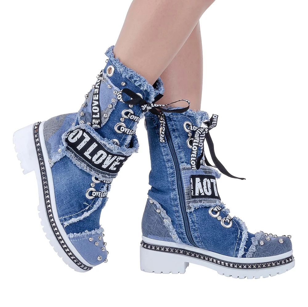 Denim Boots / Handmade Women\'s Shoes / Sports Denim Heeled Boots / Valentine\'s Gift /women\'s shoes, denim shoes, denim sneakers