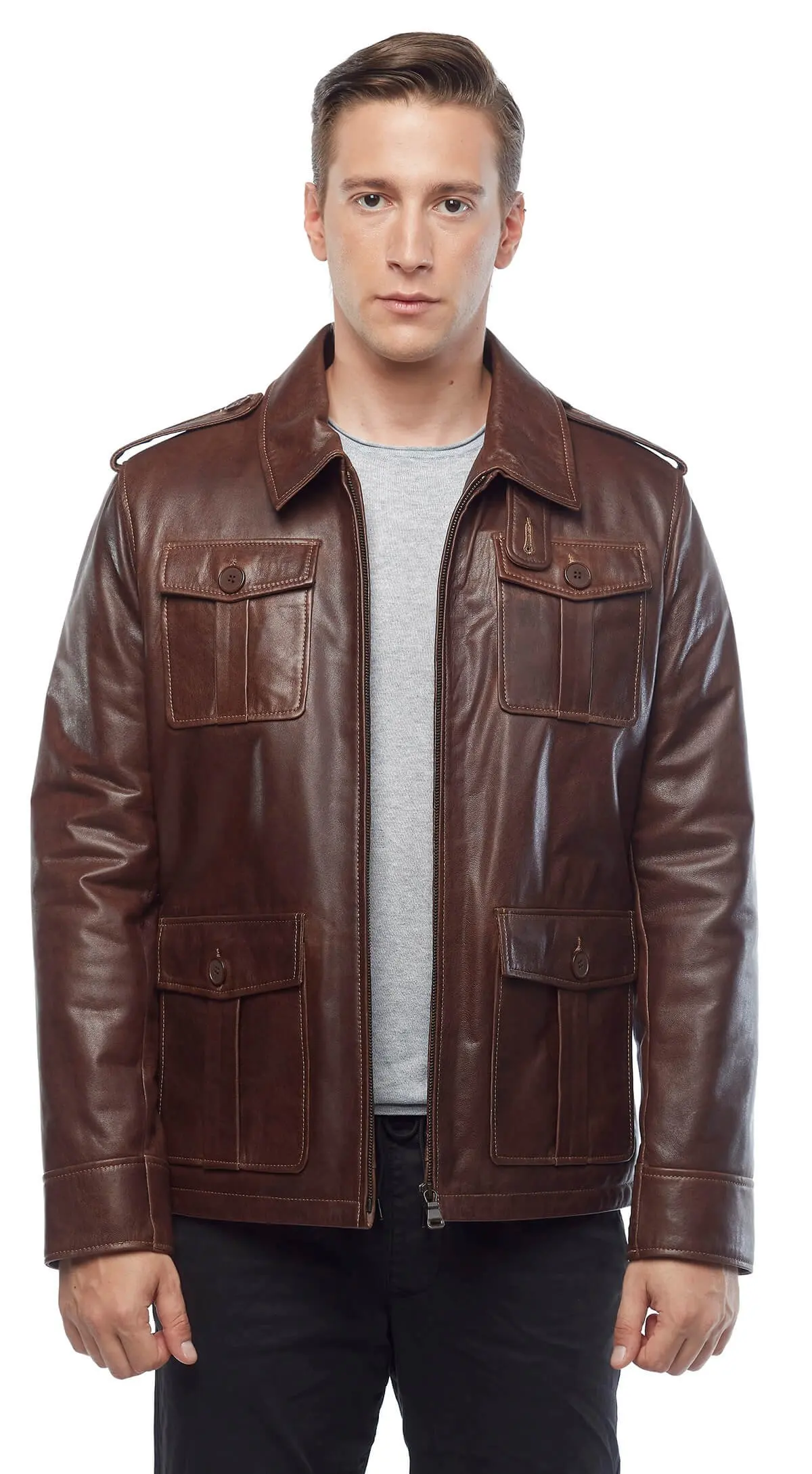 Ares Da Thật Nam Da Cà Phê Ban Đầu Da Cừu Thu Đông 2022 Biker Slim Size Lớn VintageTürkiye